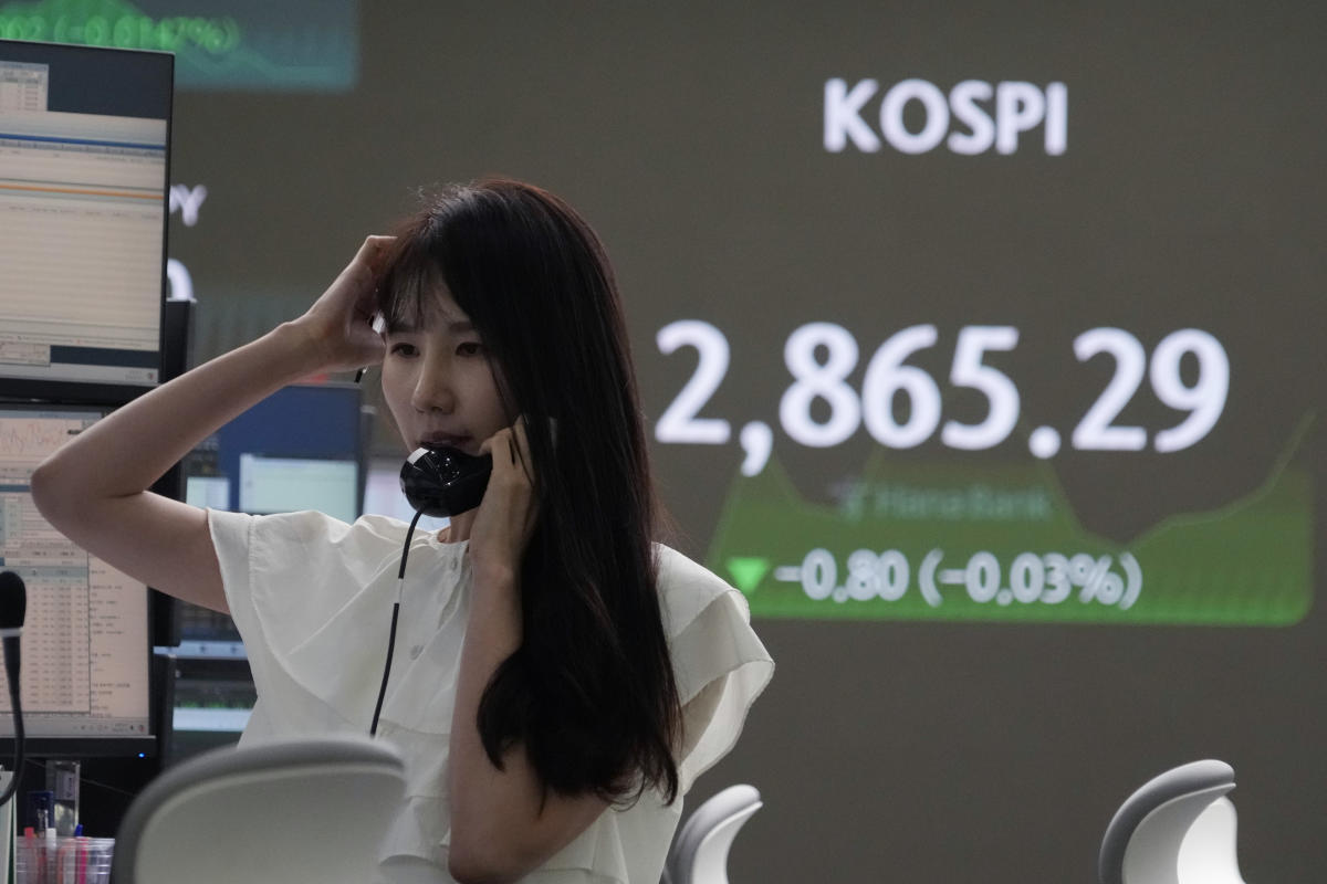 Asian shares fall as Aussie tracks Wall St rally to record high